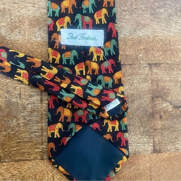 Paul Frederick bohemian elephant all silk neck tie - Picture 3 of 4